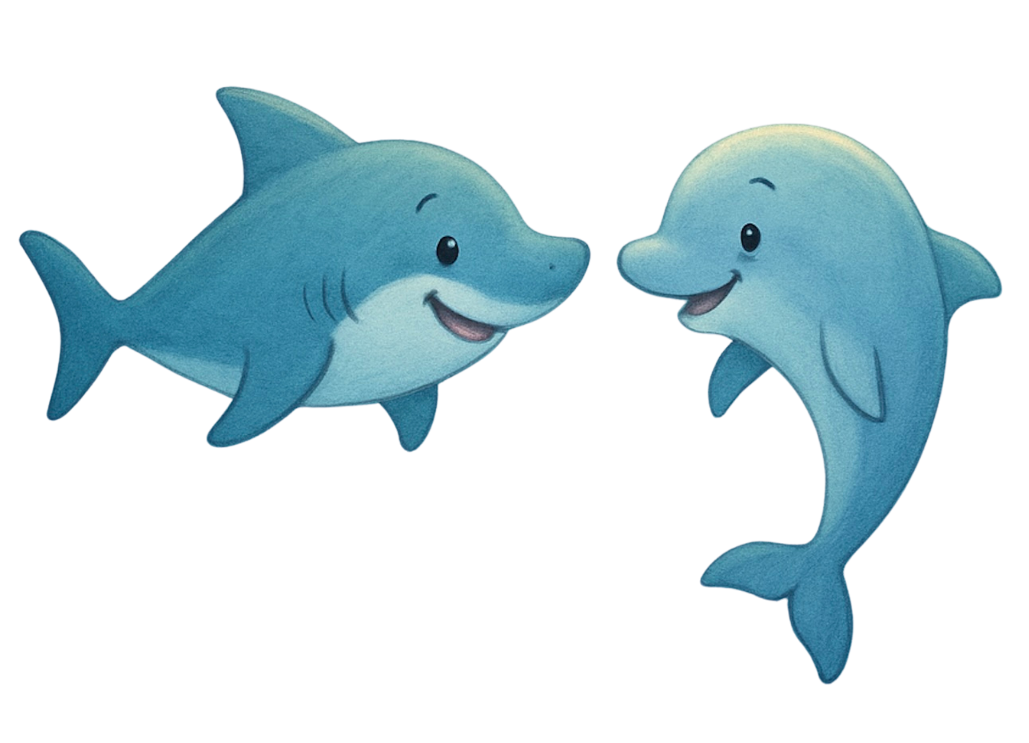 Hai und Delfin
